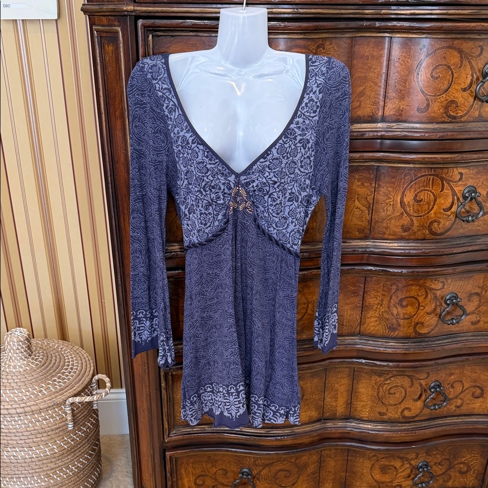 Elegant Blue  Long Sleeve Tunic